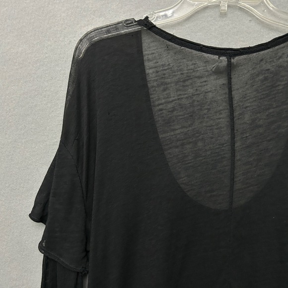 Free People We The Free Black Distressed Top Semi Sheer Long Sleeve M Whimsigoth - Picture 16 of 16